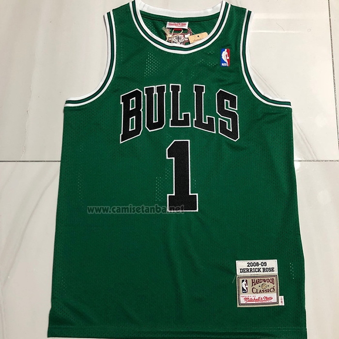 Camiseta Chicago Bulls Derrick Rose #1 Mitchel & Ness 2008-09 Verde